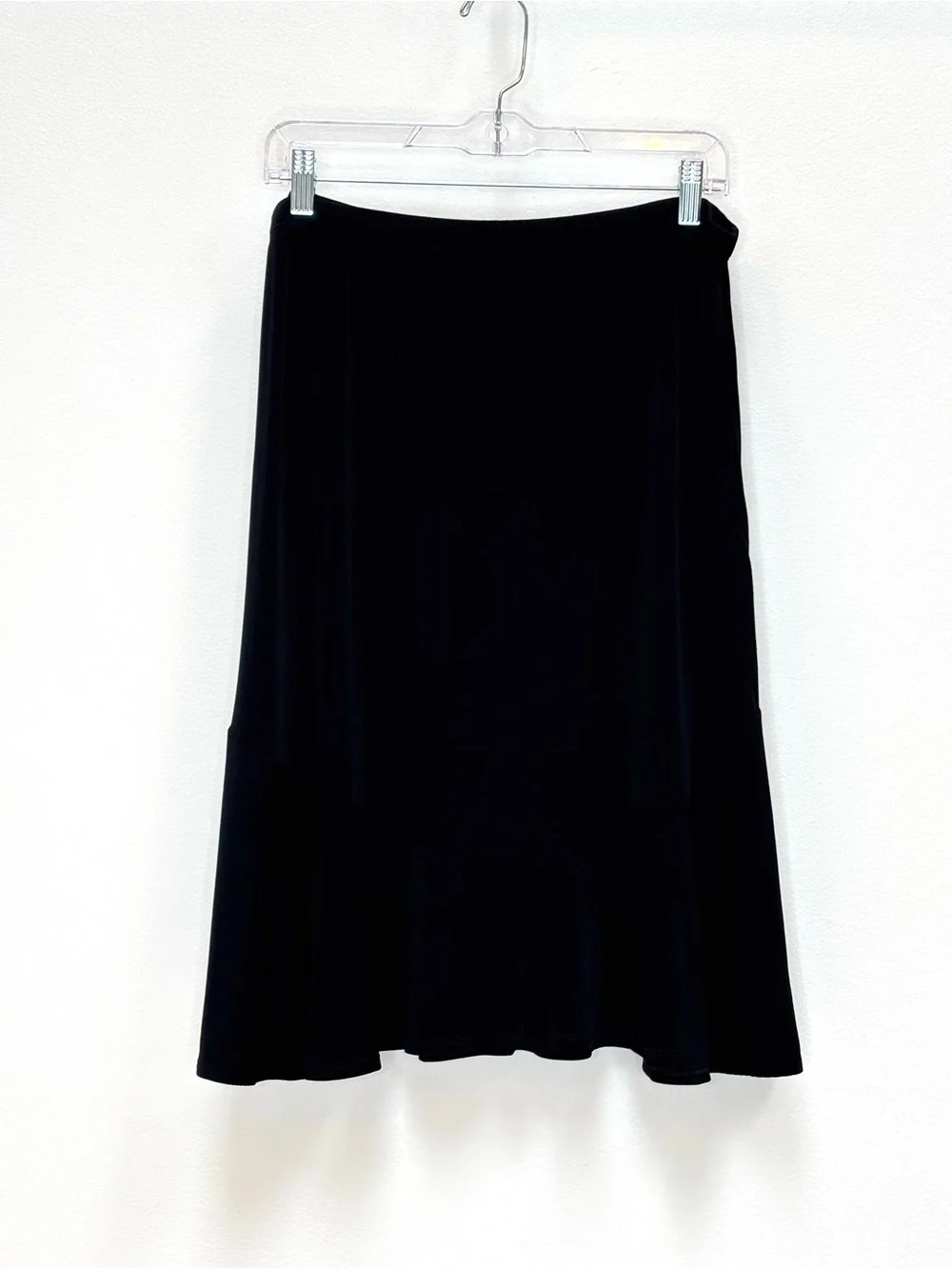 Chico's Travelers Vintage Tiered Trumpet Skirt Size 3 XL Slinky Knit Black Y2K